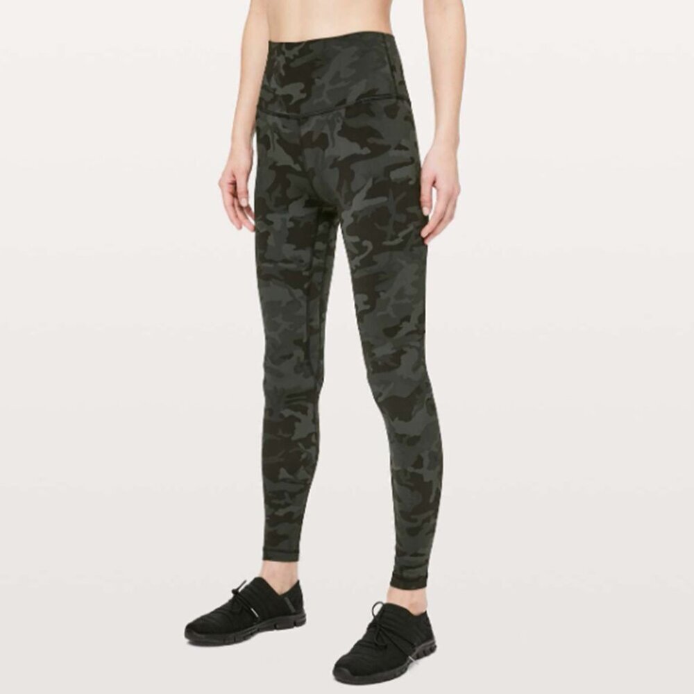 LULULEMON Align Pant *Full Length 28" Incognito Camo Multi Gator Green Size 6